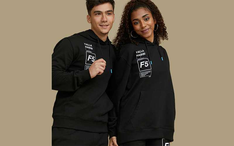 Man and woman modelling F5 clothing