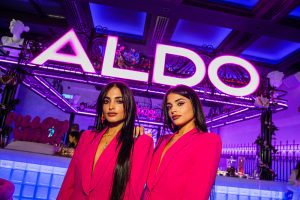 Two women at ALDO pillow walk event