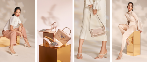 Woman modelling handbag and shoes