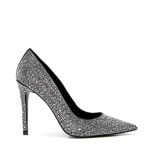 High heel covered with silver strass