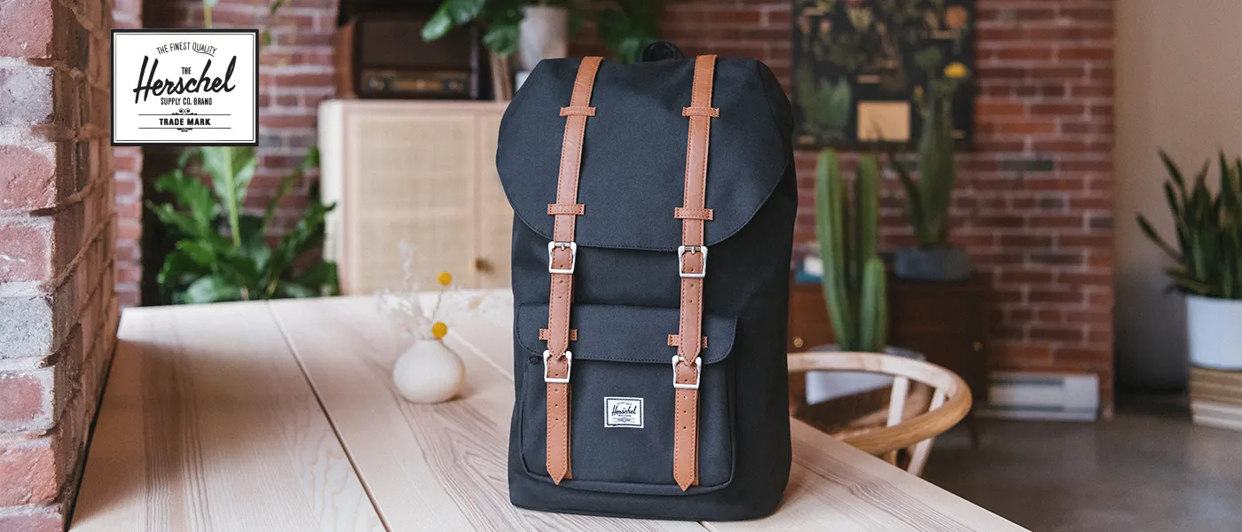 Black backpack with leather straps from Herschel