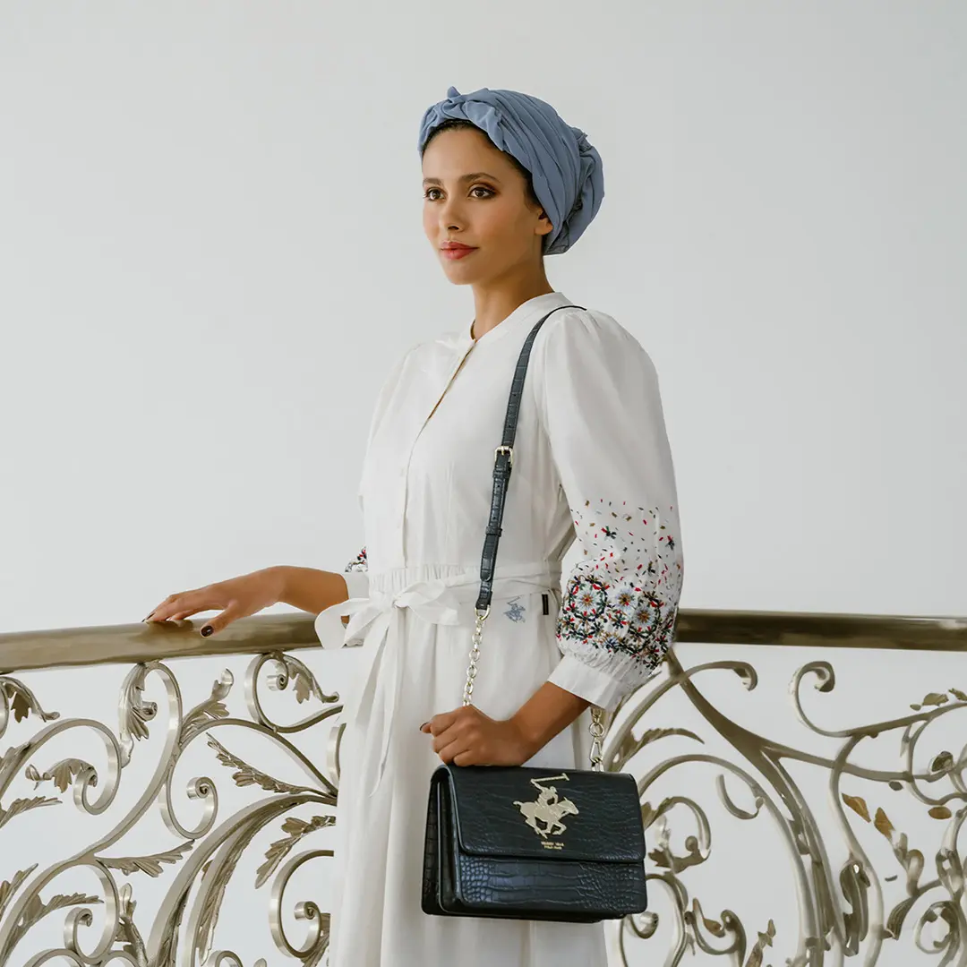 Elegant Beverly Hills Polo Club ladies’ outfit with accessories for Eid