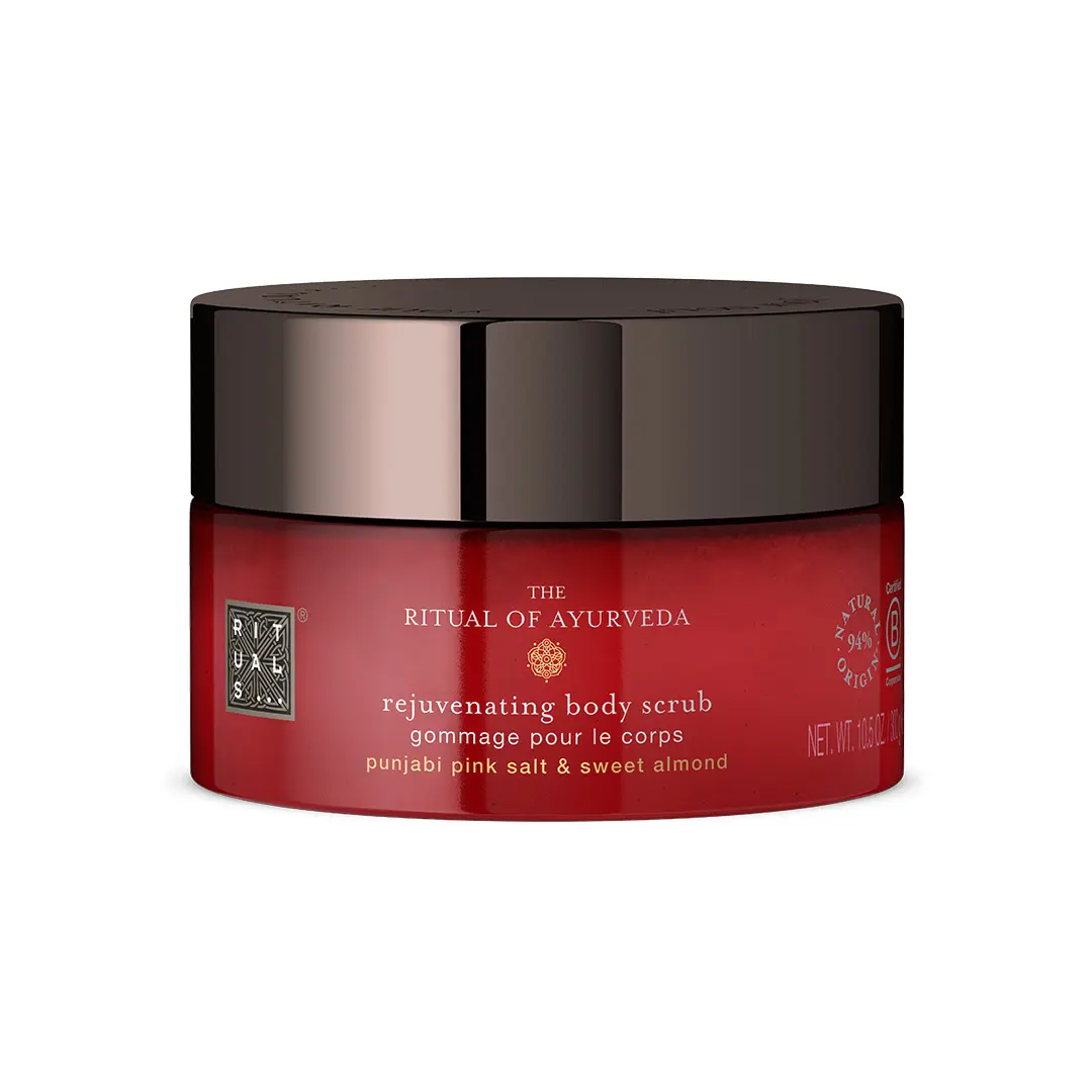 Ritual of Sakura Renewing Body Scrub, providing a refreshing scrub experience