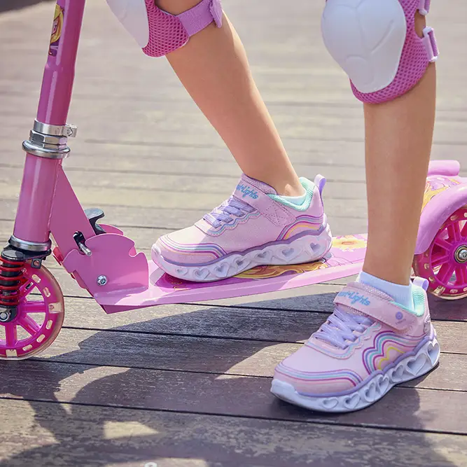 Skechers girl’s summer shoes in pink and purple