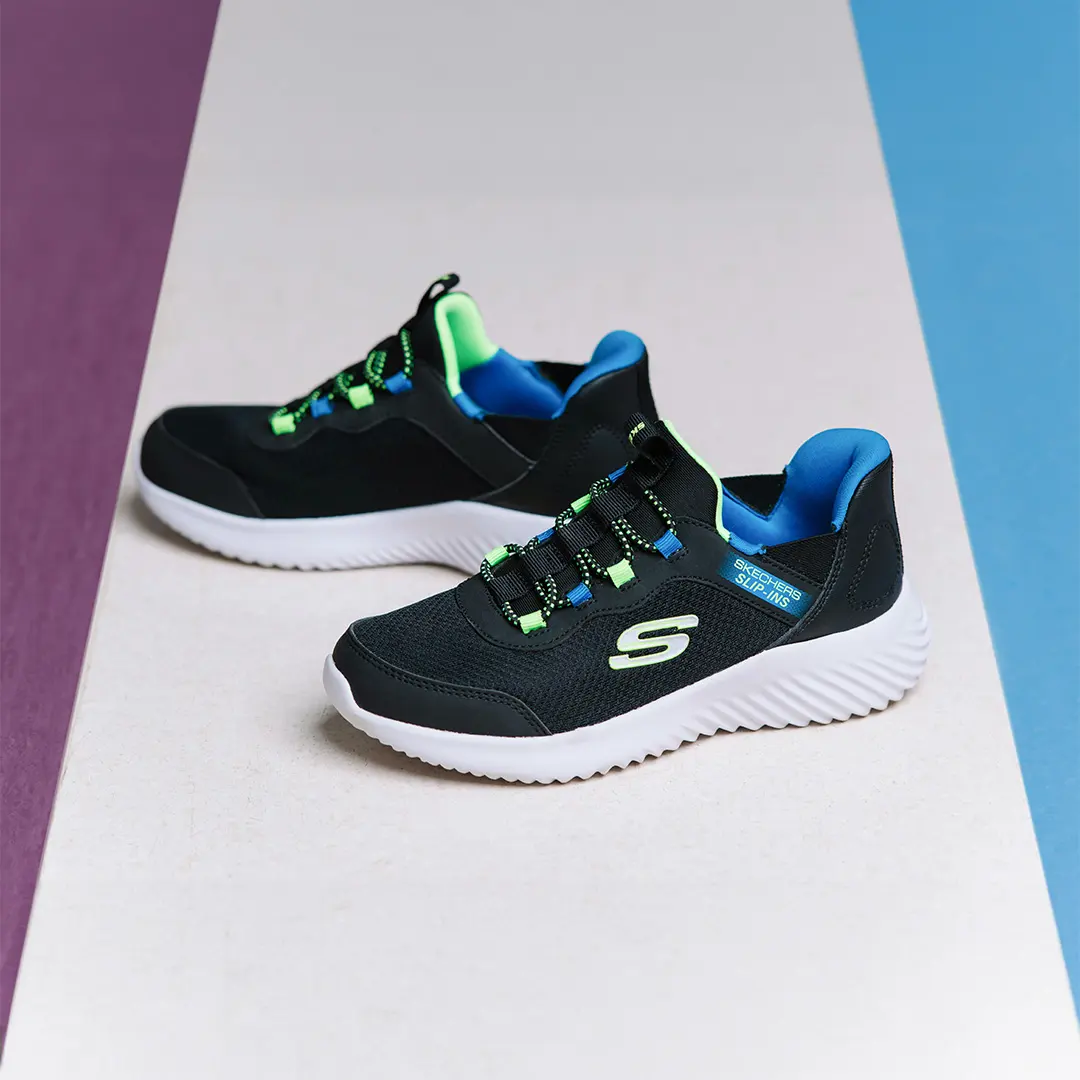 Skechers Slip-Ins Black Sneakers with Blue and Green Details