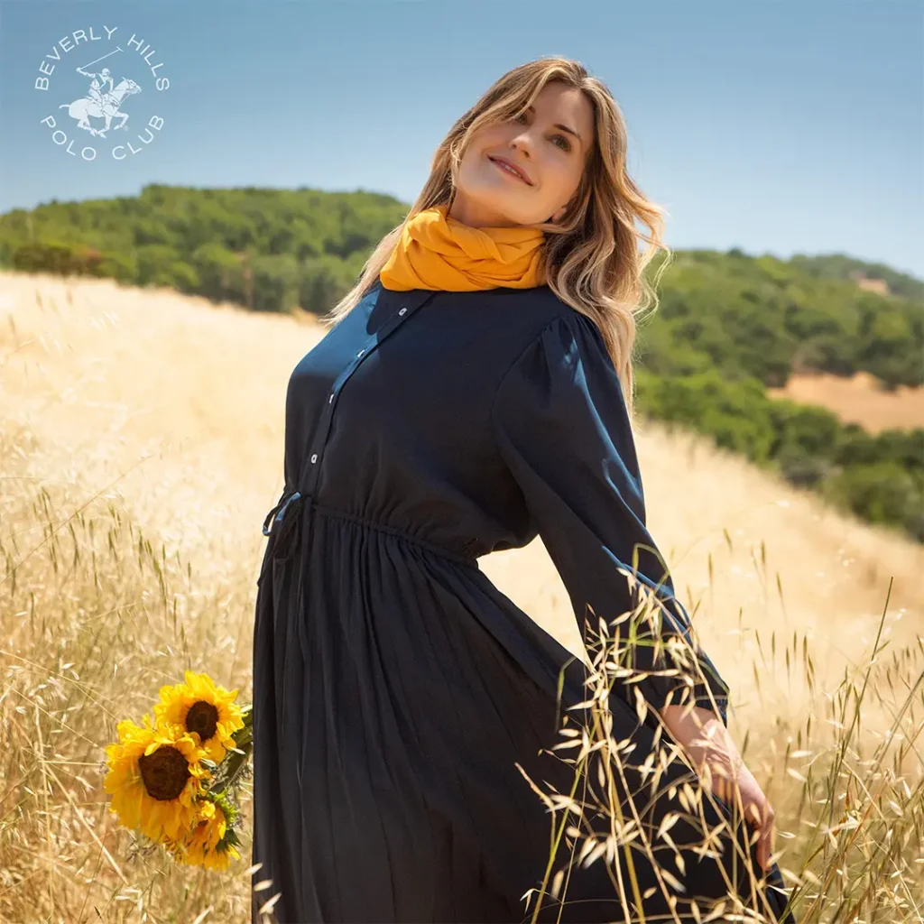 Woman in Navy Blue Dress from Beverly Hills Polo Club